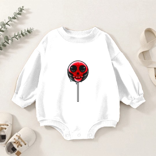 Red Skull Lollipop Trick Or Treat Halloween Baby Romper Sweatshirts