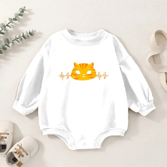 Cat Lover Kitten Pet Tabby Cat Heartbeat Baby Romper Sweatshirts