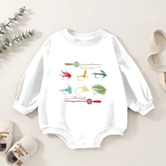 Trout Fly Fishing Nature Outdoor Fisherman Funny Baby Romper Sweatshirts
