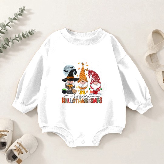 Happy Hallothanksmas Gnomes Lover Halloween Baby Romper Sweatshirts