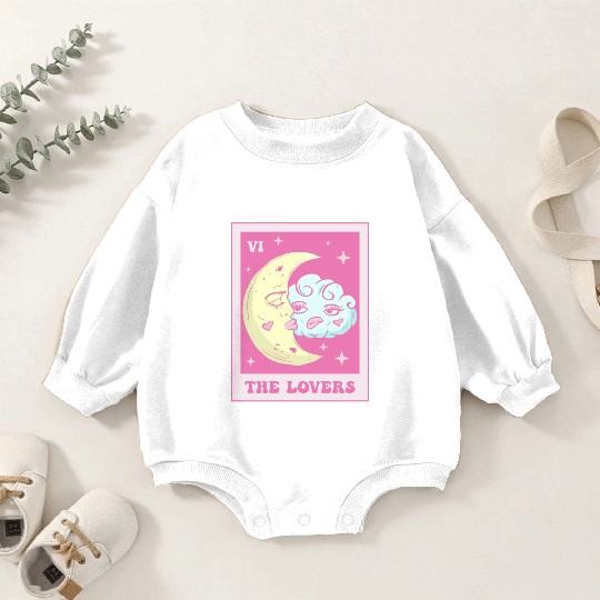 Coquette Aesthetic Pink Tarot Card The Lovers Baby Romper Sweatshirts