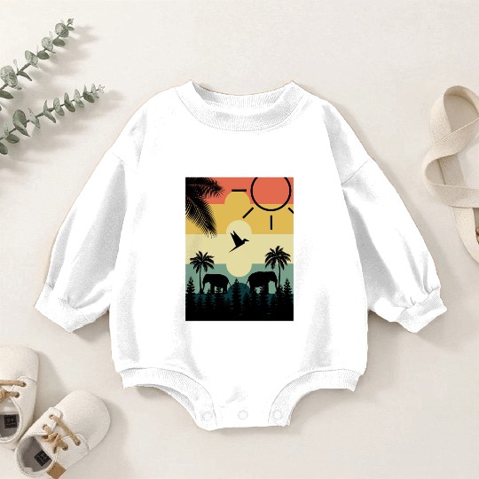 Vintage Elephant Baby Romper Sweatshirts