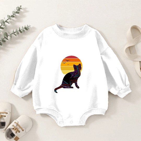 Black Cat at Sunset Baby Romper Sweatshirts