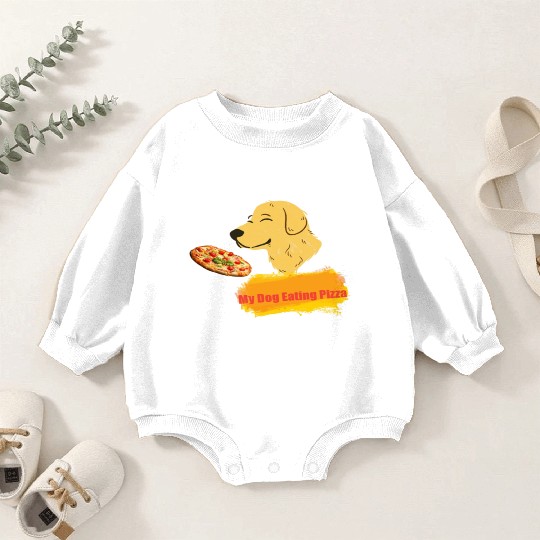 My dog eating pizza Baby Romper Sweatshirts