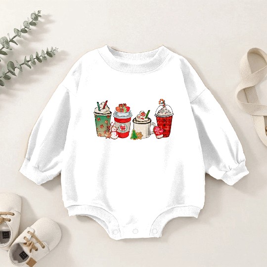 Merry Christmas Coffee Snowman Latte Peppermint Baby Romper Sweatshirts