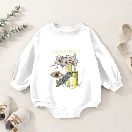 Retro Green Witch World Halloween Baby Romper Sweatshirts