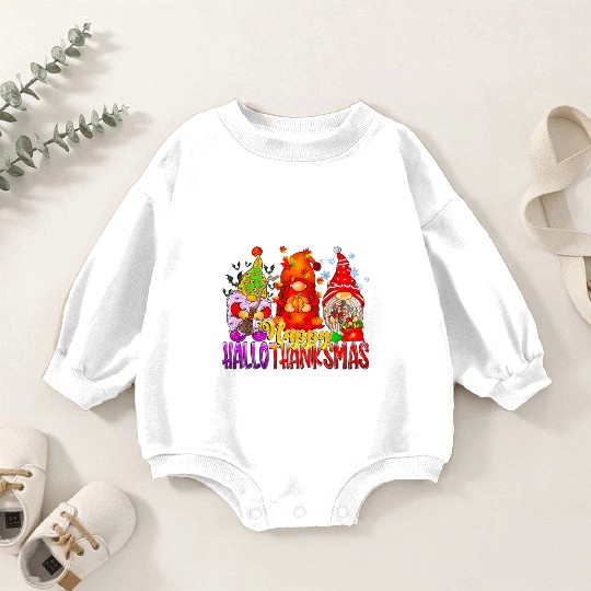 Happy Hallothanksmas Gnomes Lover Halloween Baby Romper Sweatshirts