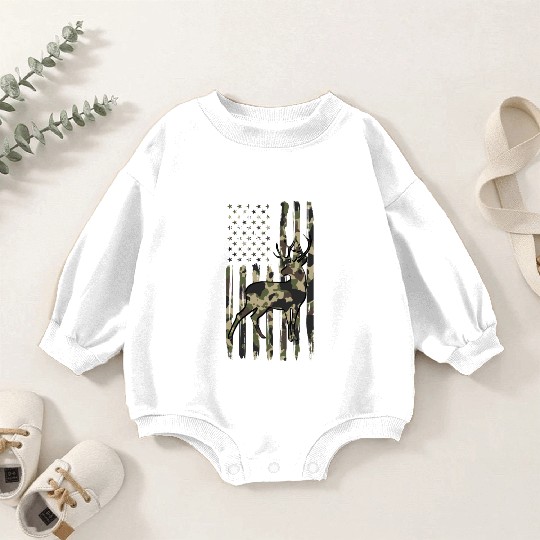 Deer Hunting Fast Food Camouflage USA Flag Baby Romper Sweatshirts