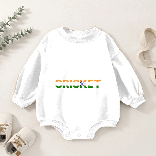 Eat Sleep Cricket Repeat IND Flag Sports Gift Baby Romper Sweatshirts