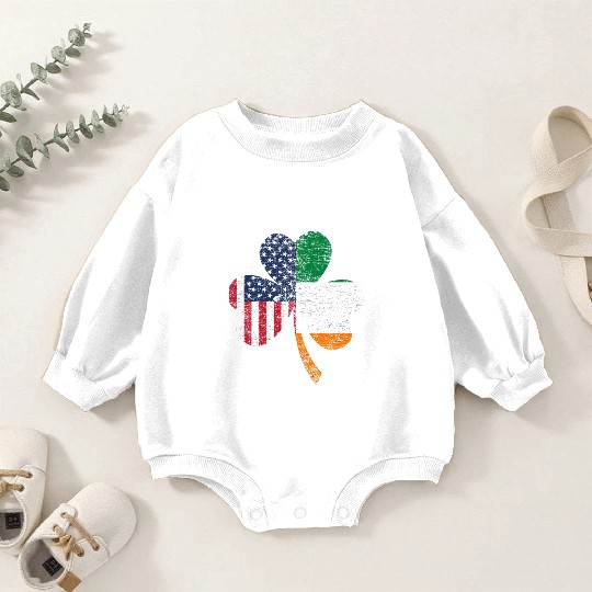Shamrock Usa Flag Irish Ireland Baby Romper Sweatshirts