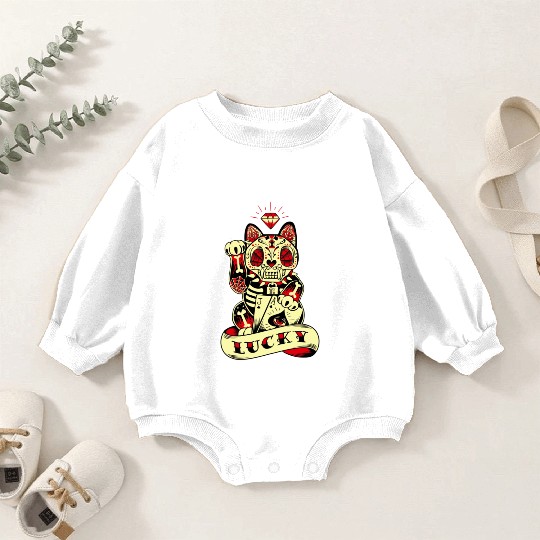 lucky cat Skull Candy Baby Romper Sweatshirts