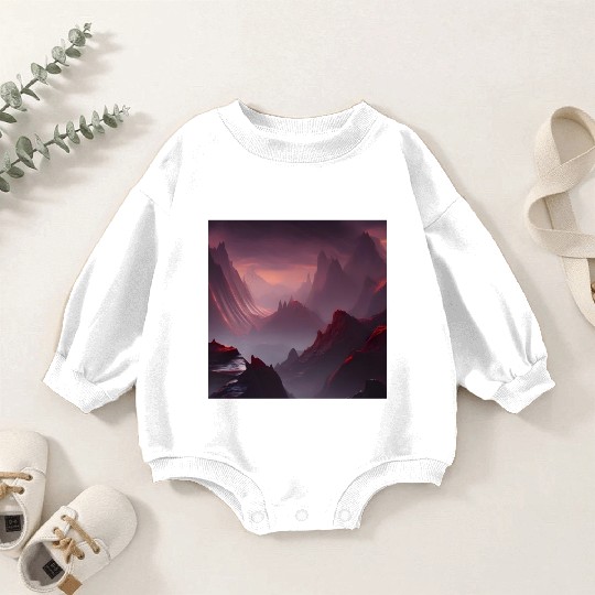 Lonely Red Mountains on an Alien Planet Abstract Baby Romper Sweatshirts