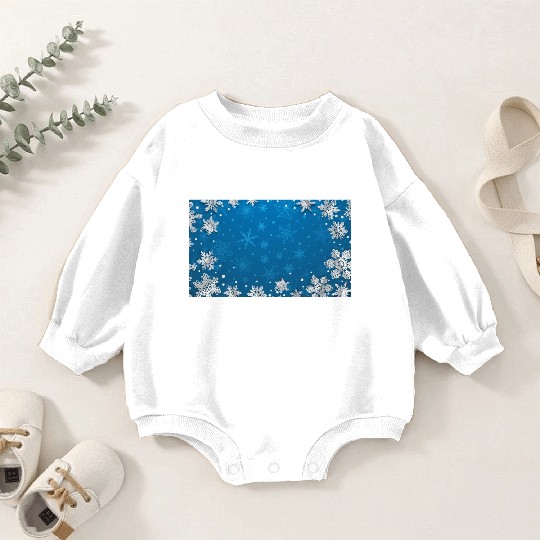Winter Snowflakes Navy Blue Pattern Baby Romper Sweatshirts