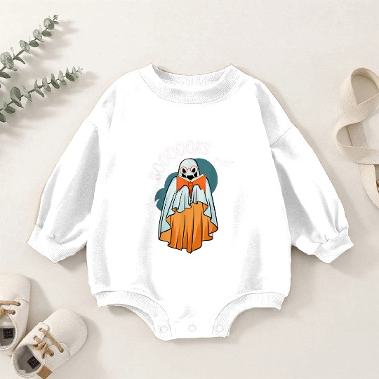 Ghost Book Reading Teacher School Funny Halloween Baby Romper Sweatshirts