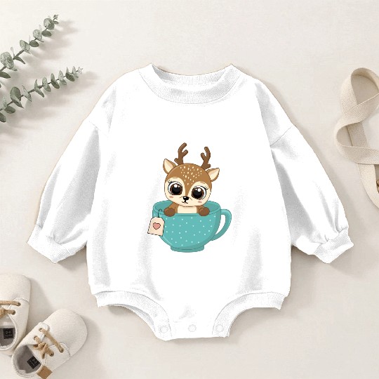 Girls Baby reindeer in cup Christmas kid gifts Baby Romper Sweatshirts