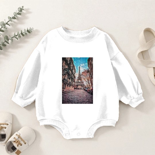 Vintage Eiffel Tower -Paris Painting France Lover Baby Romper Sweatshirts