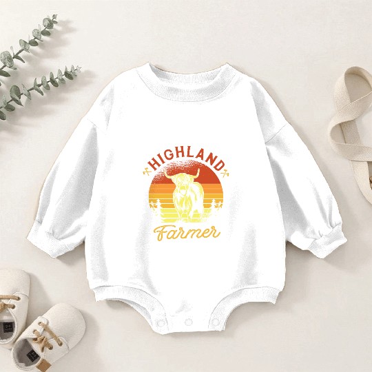 Highland Cow Farmer Grass Puppy Cow Whisperer Baby Romper Sweatshirts