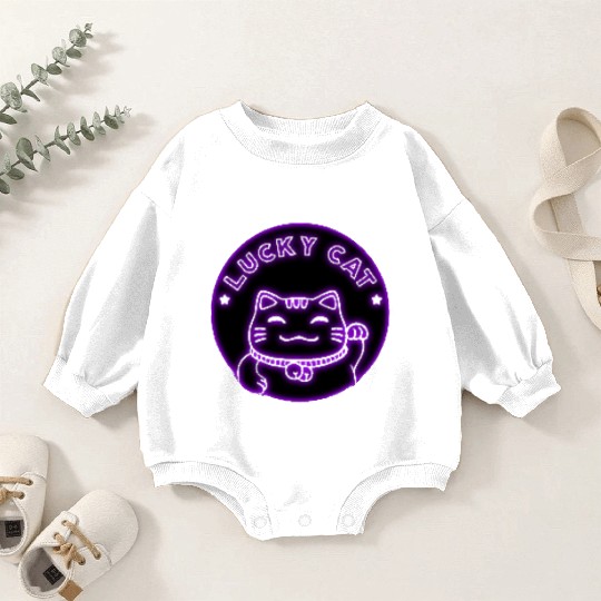 Purple neon lucky cat Baby Romper Sweatshirts