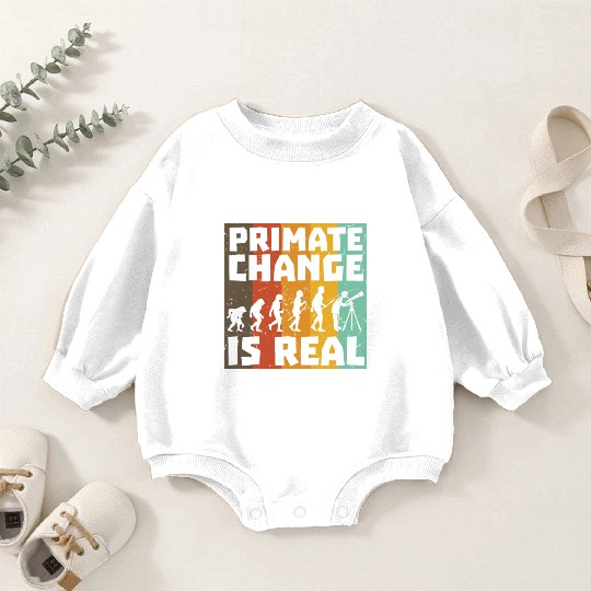 Primate Change Is Real Evolution Joke Baby Romper Sweatshirts