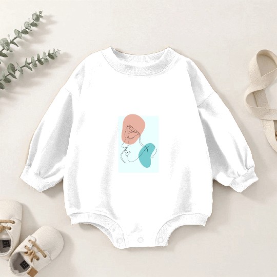 beige minimalist woman line art Baby Romper Sweatshirts