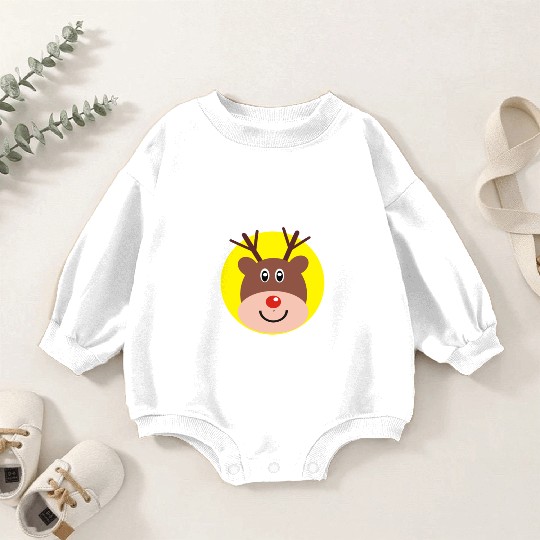 London Christmas Rudolf Face Baby Romper Sweatshirts