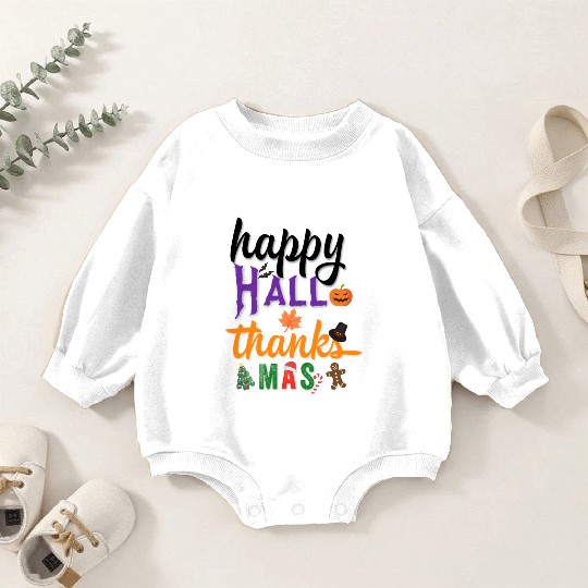 Happy Hallothanksmas Baby Romper Sweatshirts