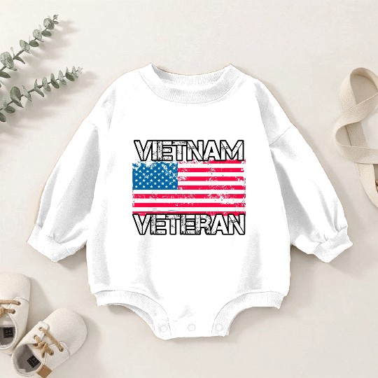Vietnam Veteran Vintage Us Flag Military Vet Baby Romper Sweatshirts