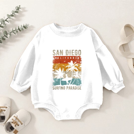 San Diego California Surfing Baby Romper Sweatshirts San Diego