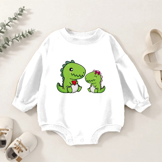 Big sister brother dino siblings boy girl heart Baby Romper Sweatshirts