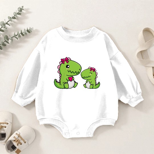 Big sister brother dino siblings boy girl heart Baby Romper Sweatshirts