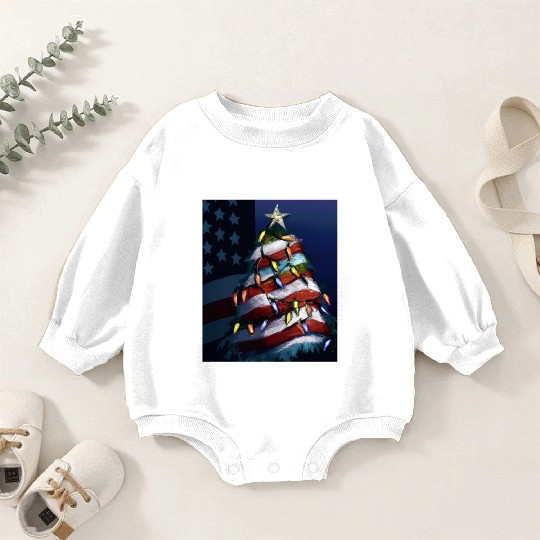 Patriotic Christmas US Christmas Tree With Baby Romper Sweatshirts