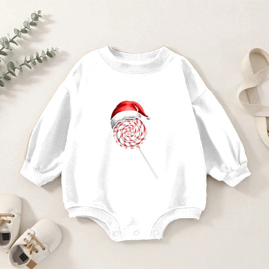 Candy Cane Lollipop Santas Hat Merry Christmas Baby Romper Sweatshirts