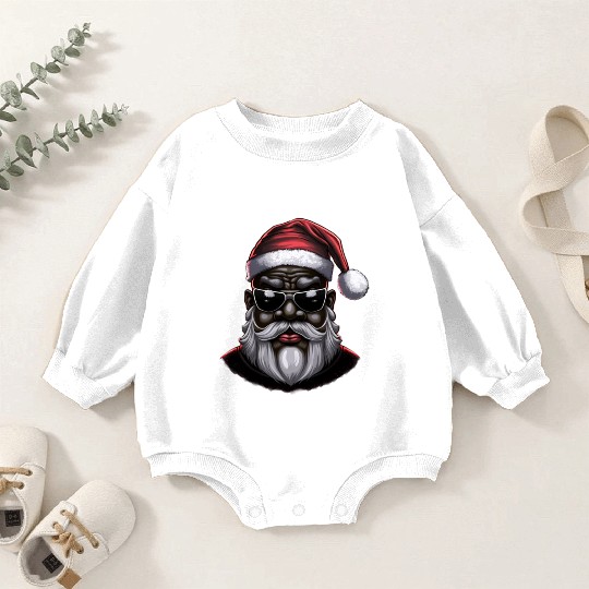 Black Santa, African American Santa Claus Baby Romper Sweatshirts