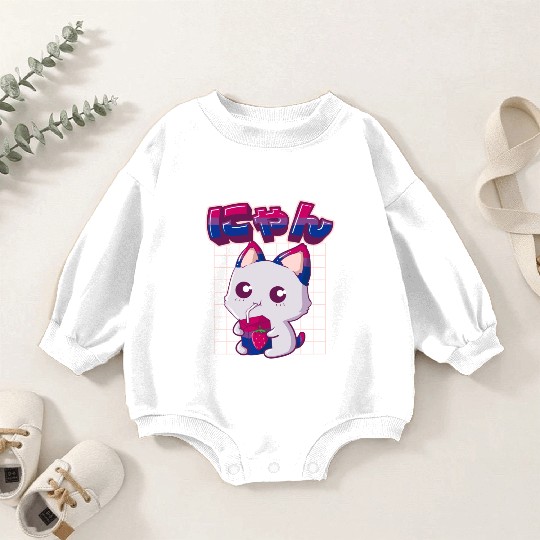 Bisexual Pride Bi Kawaii Cat Strawberry Milk Bisex Baby Romper Sweatshirts