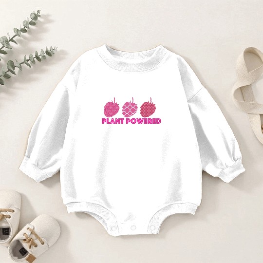 x27 Plant Powered x27 Vegan raspberry Baby Romper Sweatshirts