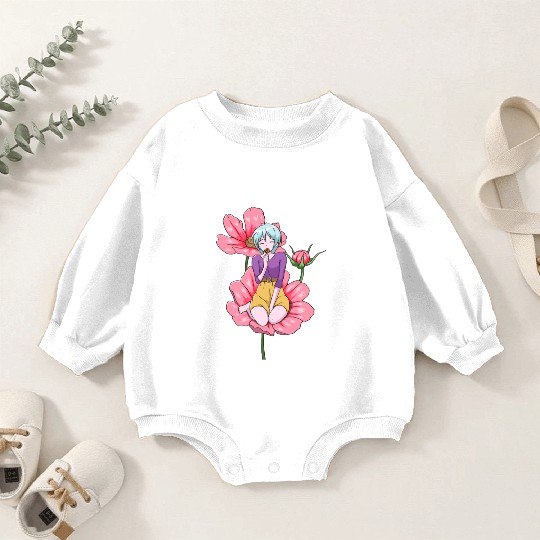 Bloomcore Aesthetic Anime Girl Flowers Cottagecore Baby Romper Sweatshirts