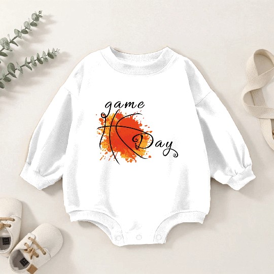 Game Day Basketball Lightning Bolt Baby Romper Sweatshirts
