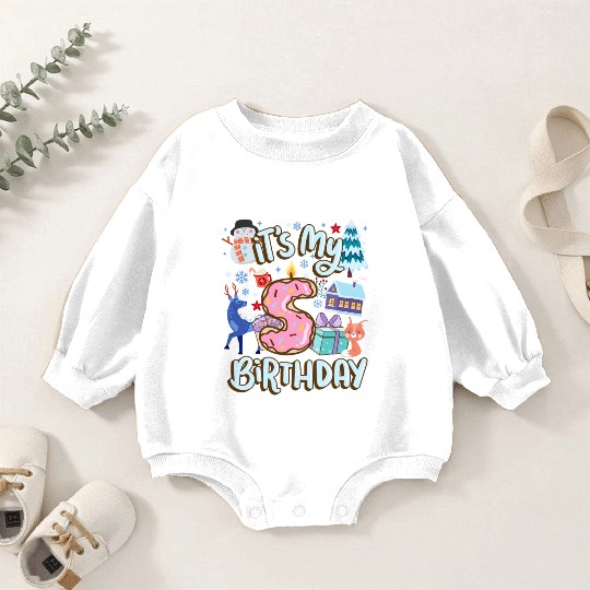 It's My 5 Birthday Snowman Holiday Donut Winter Baby Romper Sweatshirts