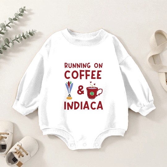 Running on coffee and Indiaca, sports design Baby Romper Sweatshirts