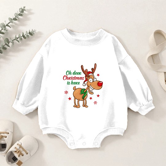 Reindeer Rudolph deer Christmas Is Here Baby Romper Sweatshirts