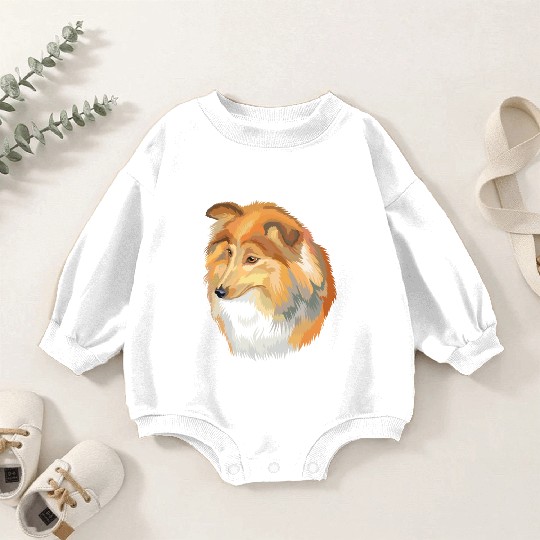 Cute Sheltie Dog Watercolor Painting Baby Romper Sweatshirts