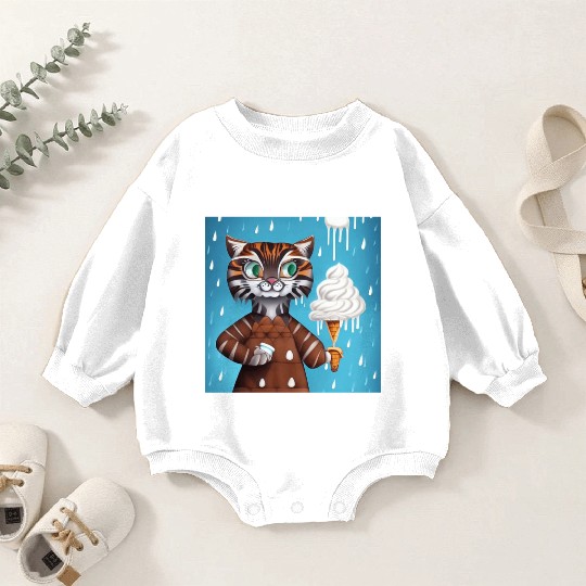 happy tiger love ice cream Baby Romper Sweatshirts