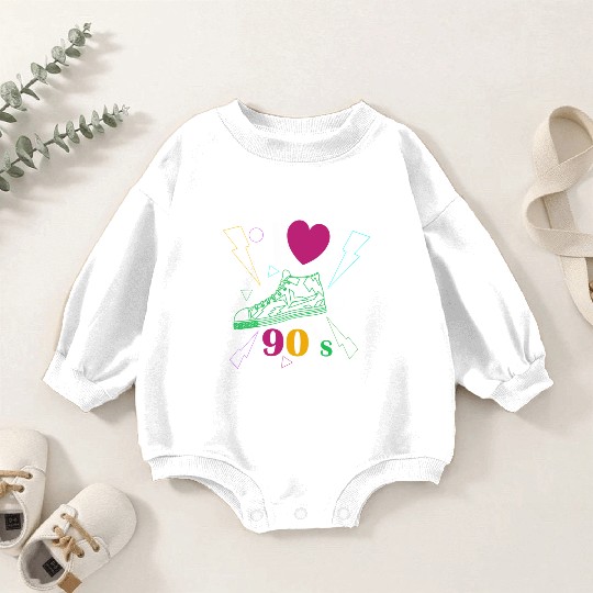 1990's 90s I Heart Nineties I Love the 90's Old Baby Romper Sweatshirts