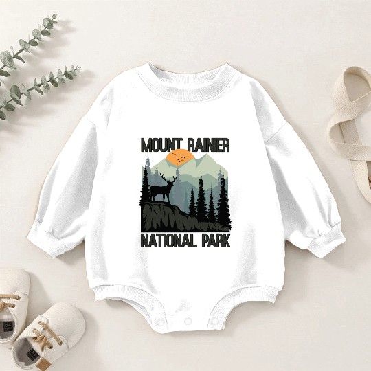 Mount Rainier National Park Mountains Deer Baby Romper Sweatshirts
