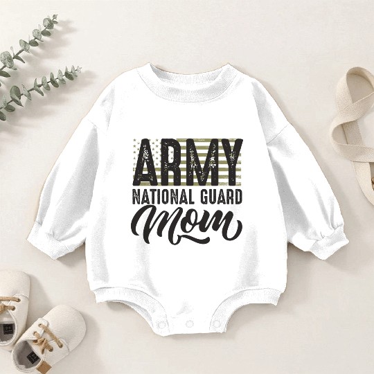 Army National Guard Mom with US flag military styl Baby Romper Sweatshirts
