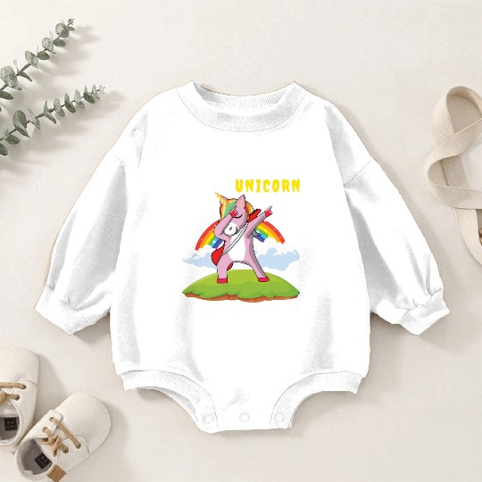 Dabbing Unicorn Rainbow Metal Music Heavy Rock Baby Romper Sweatshirts