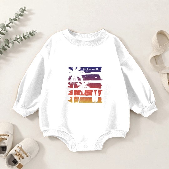 Cool Jacksonville Florida Surfing Fan Beach Palm Baby Romper Sweatshirts