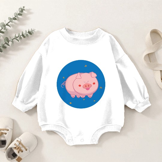 kawaii cute pink baby pig for farm animal lovers Baby Romper Sweatshirts