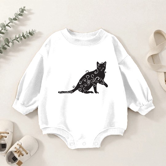 Black magic Cat desk mat , black cat holding on Baby Romper Sweatshirts