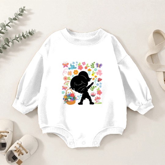 Silhouette Dabbing Girl Hippie Bouquet Spring Baby Romper Sweatshirts